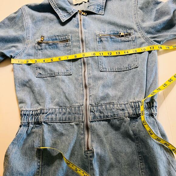 Molly Bracken Jeans Zip Up Romper Overalls Size M Medium Blue - Picture 7 of 10